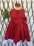 Vestido vermelho laçarote e bordado inglês.