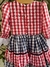 Vestido junino Vichy azul e vermelho - loja online