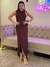 Vestido Longo Gola Alta Fenda Lateral - comprar online