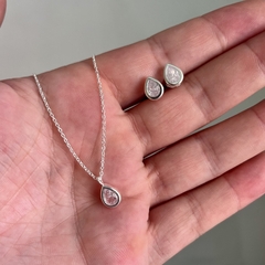 CONJUNTO COLAR E BRINCO GOTA - Lumina Prataria