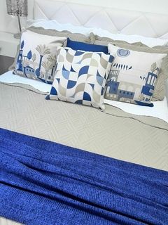 Capa de almofada em Linho - Copacabana azul na internet