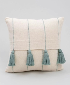Capa de Almofada Boho e Tasséis - Verde Menta