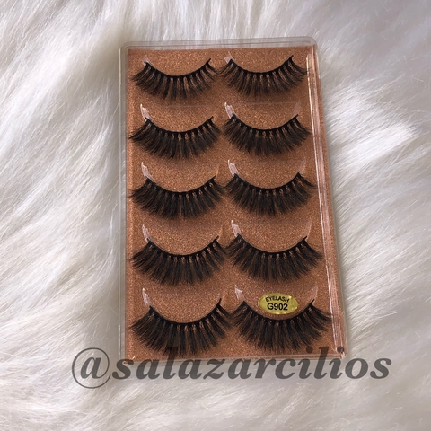 G902 - Cartela de cílios postiços Premium com 5 pares