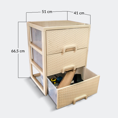 Cajonera grande x 3 cajones, diseño simil Ratán. Alto de cajón: 20,5 cm. 8734