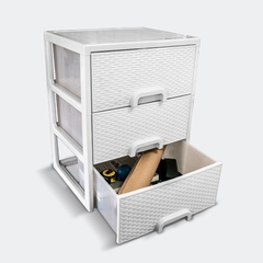 Cajonera grande x 3 cajones, diseño simil Ratán. Alto de cajón: 20,5 cm. 8734