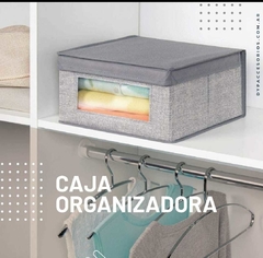Caja Organizadora Tela Gris con Visor - comprar online