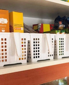 Cesto Calado Rectangular. Organizador Plástico Grande con Manija 928. - tienda online