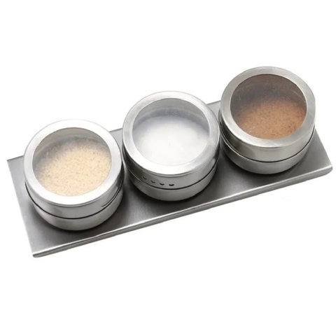 Set X3 Especieros Condimenteros Imantados Con Base