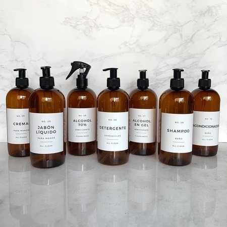 Dispenser 500 ML - Color Ambar - PET Shampoo / Acondicionador/ Aromatizante /Jabón liquido