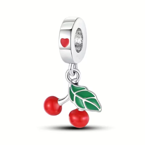 Berloque Cereja Vermelha - Prata 925