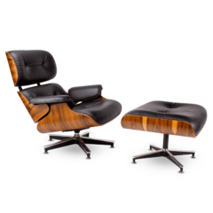 Sillón Poltrona Miller con ottoman Tapizado cuero legitimo casco de Palisandro o Roble contamos con entrega inmediata - comprar online