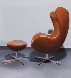 Sillón Egg Arne Jacobsen con Ottoman Eco Cuero - comprar online