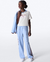 CALÇA INFANTIL WIDE LEG COM LISTRAS LATERAIS MARROM E AZUL - comprar online