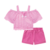 CONJUNTO INFANTIL KUKIE ALECRIM VERÃO COM SHORTS E BLUSA XADREZ ROSA na internet