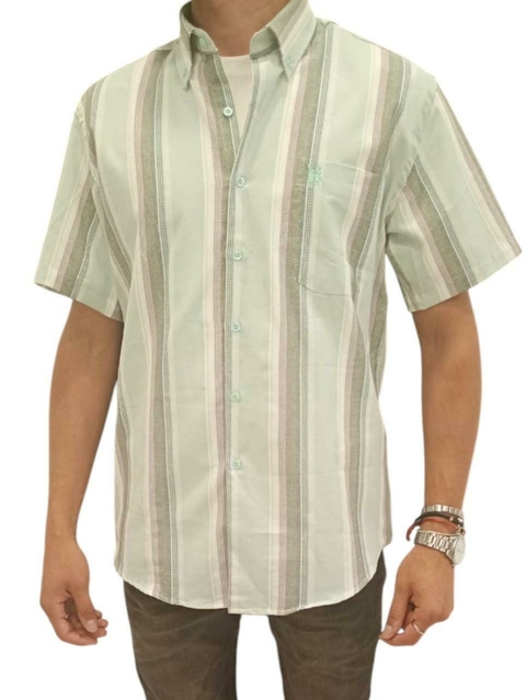Camisa Algodon M/c 1 Bols. C/boton En El Cuello (9872)