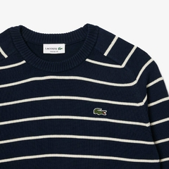 SWEATER DE ALGODON CUELLO REDONDO Y RAYAS LACOSTE (9608) - comprar online