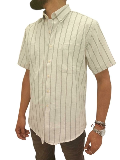 Camisa Raya Lino M/c 1 Bols. C/ Boton En El Cuello (9871) - comprar online