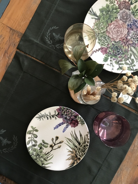 Jogo Americano Verde "Abelhas"