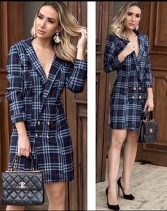 Vestido blazer xadrez azul - comprar online