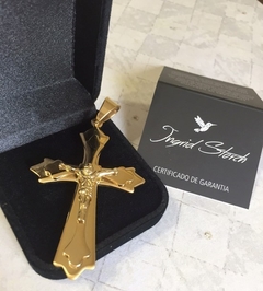 Pingente Crucifixo aço e folheado na internet