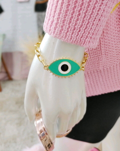 pulseira olho grego verde