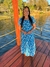 Vestido Max Midi em Lese de Algodão Marina Floral Azul Moda Evangelica