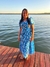 Vestido Max Midi em Lese de Algodão Marina Floral Azul Moda Evangelica - comprar online