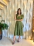 Vestido Godê Mide em Lese de Malha Verde Musgo Lídia Moda Evangélica