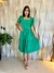Vestido Godê Mide em Lese de Malha Verde Bandeira Fernanda Moda Evangélica - Gaby Modas