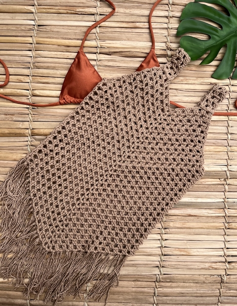 Vestido Crochê Saída de Praia Jeri 2024. Feito 100% Em Linha De Algodão. Somente Sob Encomenda