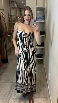 vestido longo listras - comprar online