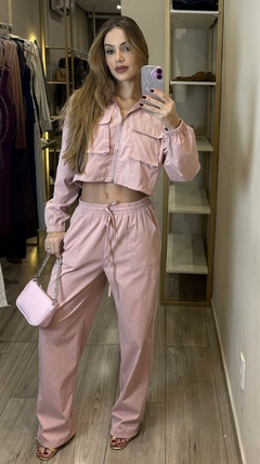 conjunto calca + casaco pink - comprar online