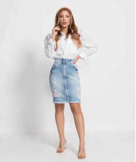 SAIA BIOTIPO JEANS FEMININA MIDI REF.27441