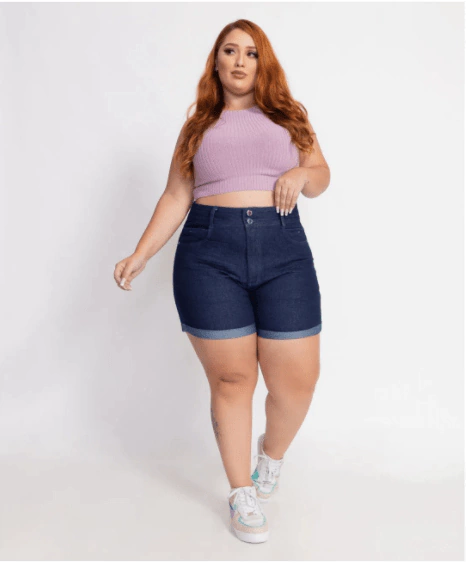 SHORTS BIOTIPO JEANS FEMININO MOM PLUS SIZE REF.28223