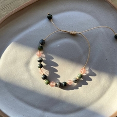 TOBILLERA REGULABLE PIEDRAS NATURALES COMBINADA (Jade Verde, Rodolita, Labradorita) en internet