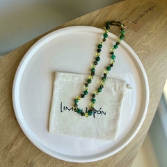 Collar Ámbar verde y Jade verde