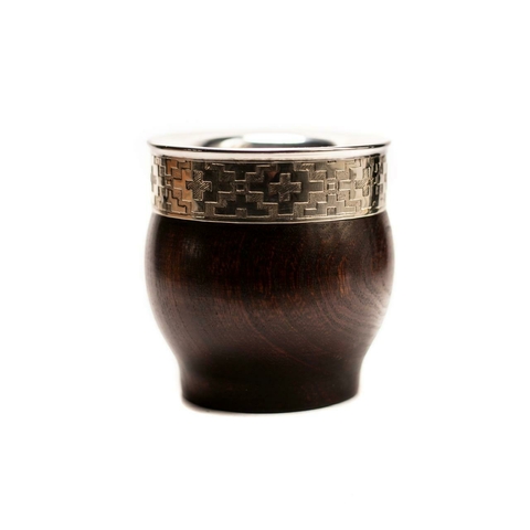 MATE IMPERIAL DE ALGARROBO OSCURO CON VIROLA DE ACERO INOXIDABLE