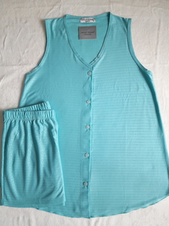 Pijama de mujer, casaca sin mangas y short - tienda online