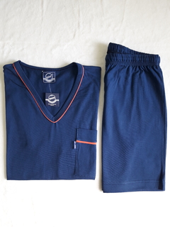 pijama de hombre de algodón liso con vivos - La Casa de los Pijamas