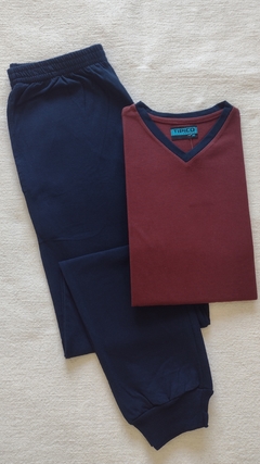 Pijama de jersey combinado, pantalón con puños y bolsillo en internet