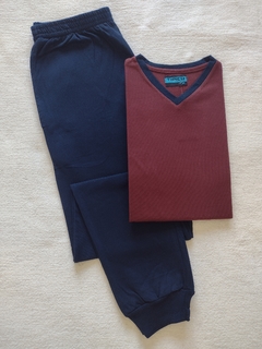 Pijama de jersey combinado, pantalón con puños y bolsillo - La Casa de los Pijamas