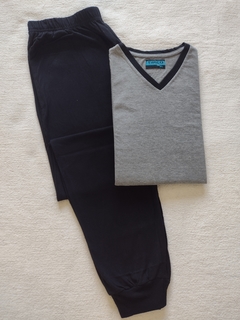 Pijama de jersey combinado, pantalón con puños y bolsillo