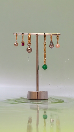ARGOLA CLICK CORRENTE PÉROLA NATURAL OURO - comprar online