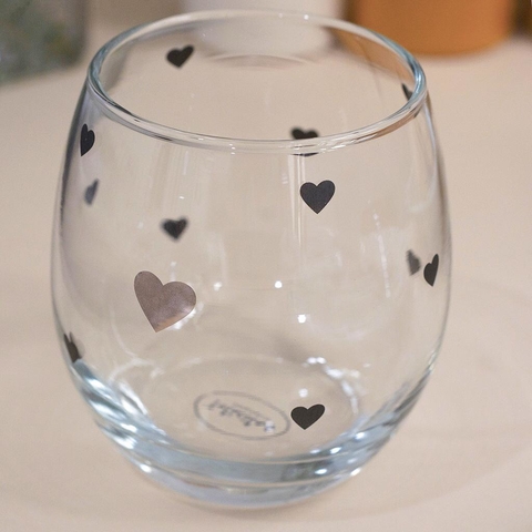 VASO DE VIDRIO LÍNEA CORAZONES