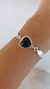 Pulsera acero blanco con dije corazon negro