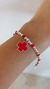 Pulsera acero blanco roja con dije cruz