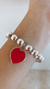Pulsera acero blanco con dije corazon rojo - comprar online