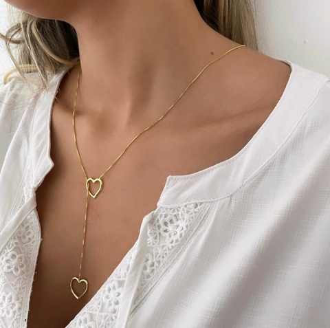 Conjunto gravata coração regulável