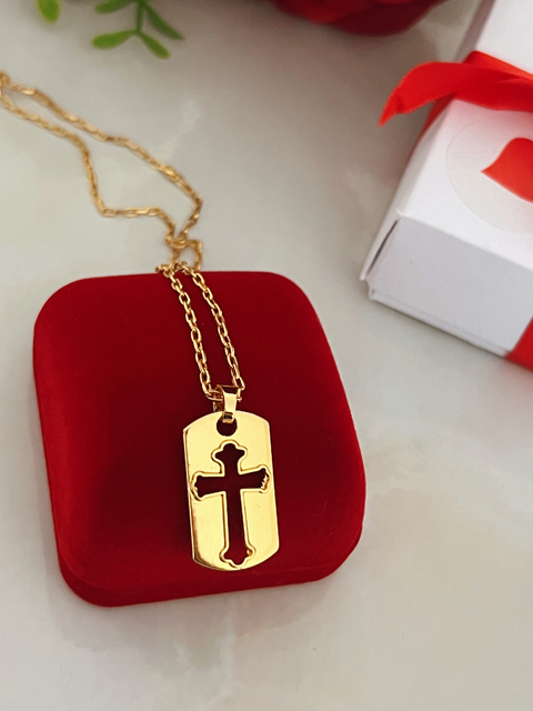 Colar masculino medalha crucifixo - comprar online