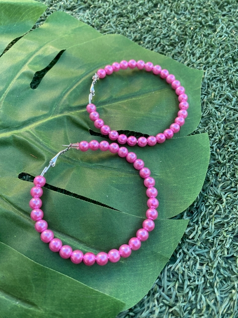 Argola esferas pink cintilante